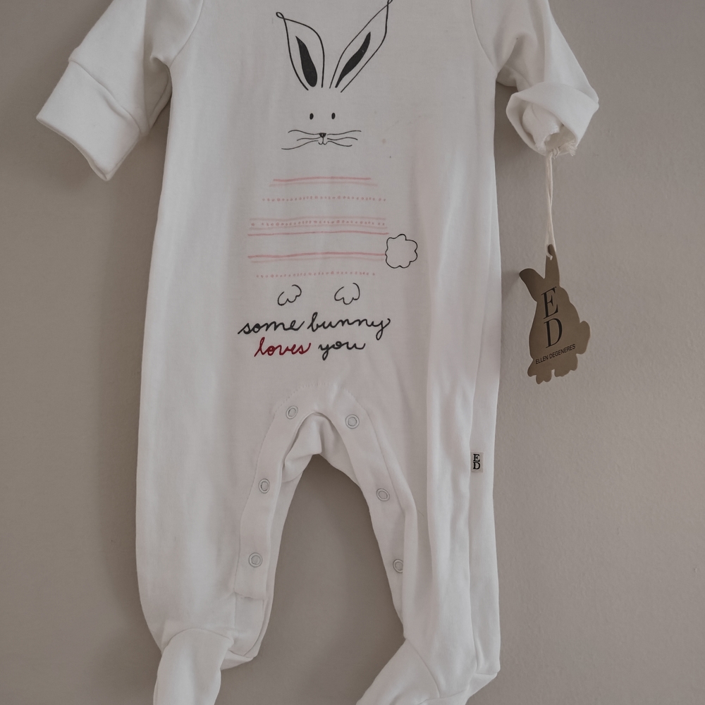Ellen Degeneres White Bunny Kids Footie